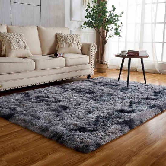 Tappeto Antislip con Tessuto Alto - Grigio Scuro - 120x160 cm - Adatto per Camera da Letto/Camera dei Bambini - Le Pieghe Scompaiono Gradualmente - Tappeto da Soggiorno