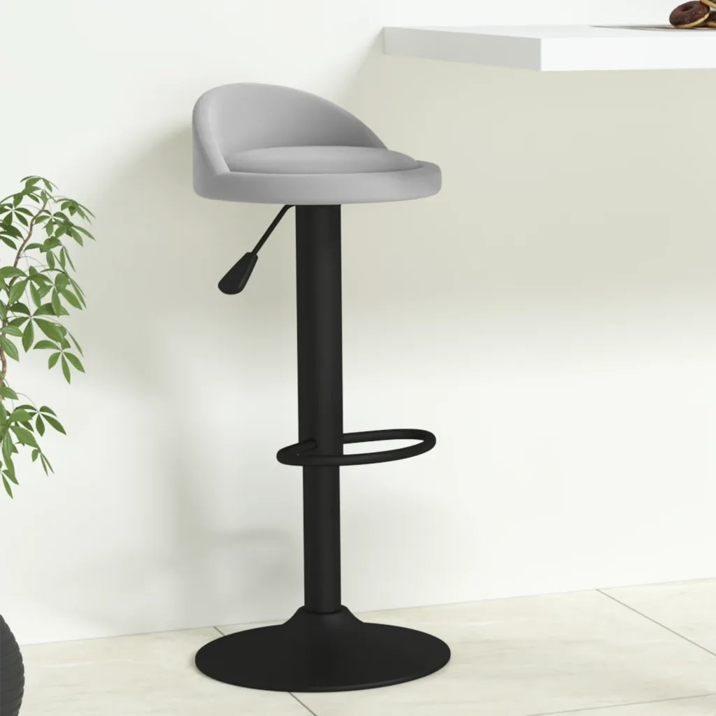 Sgabello da Bar Grigio Chiaro in Velluto cod mxl 57295