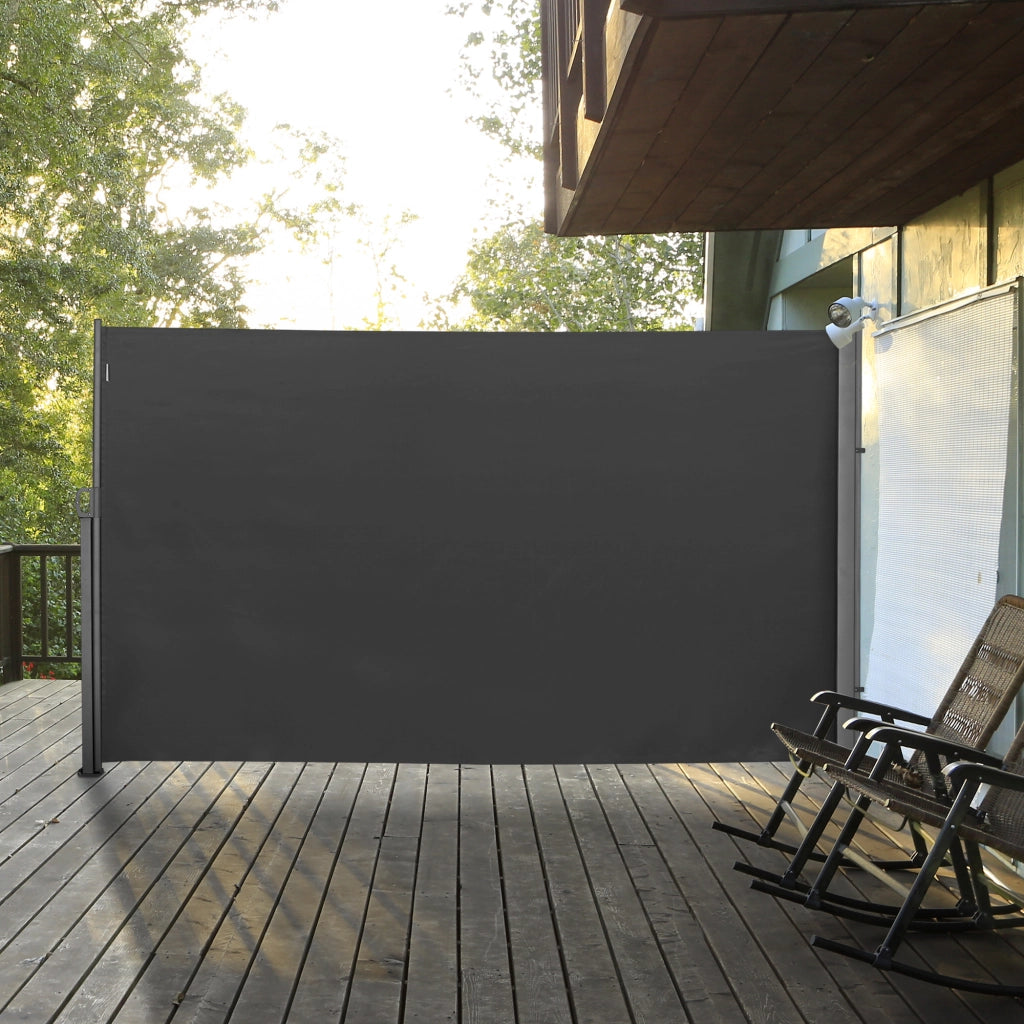Frangivista da Giardino Estensibile 300x180A cm Poliestere Anti UV e Alluminio Grigio