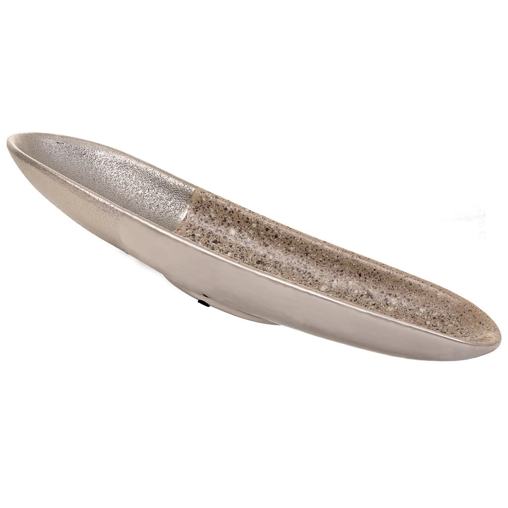 Centrotavola in ceramica argento 43x12x5,5h
