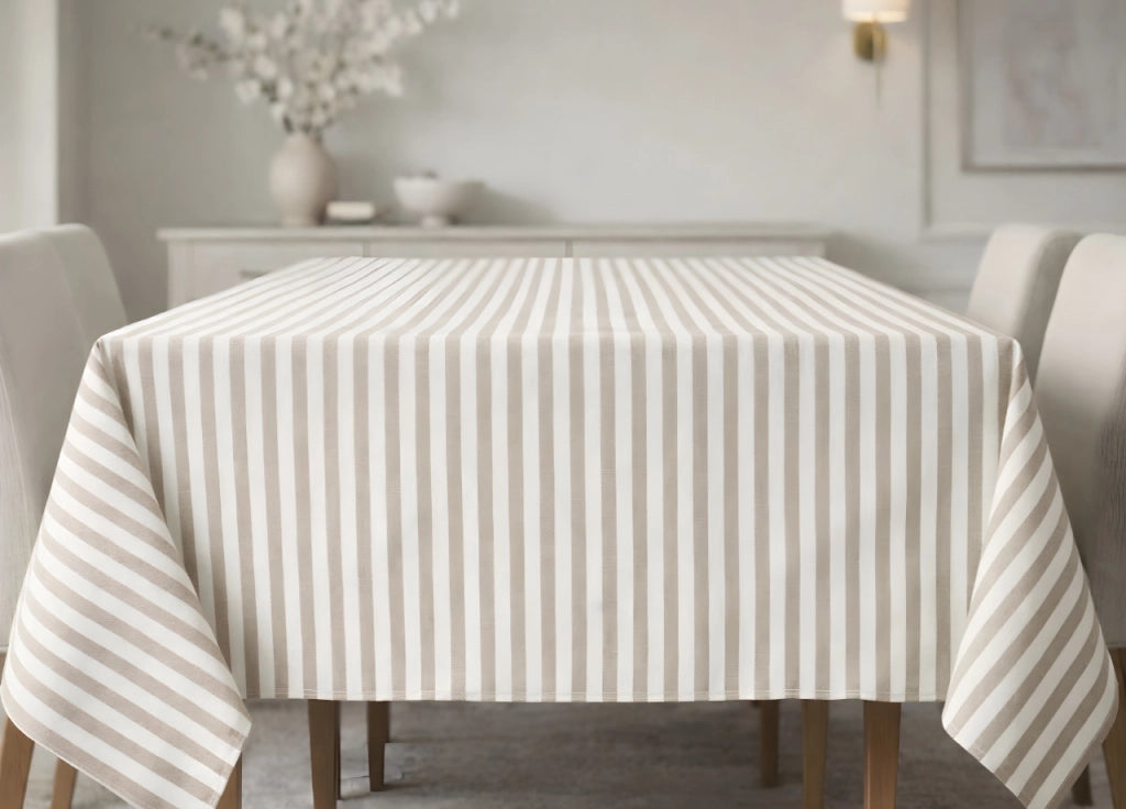 Tovaglia Per Salotto Cucina In Miros Misto Cotone Made In Italy Bastoncino RP - 140x140 - Beige