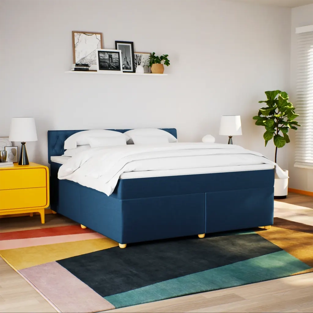 Giroletto a Molle con Materasso Blu 180x200 cm in Tessuto 3289072