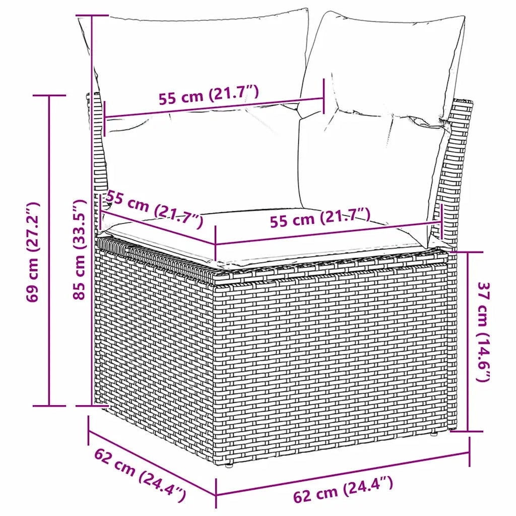 Set Divano da Giardino con cuscino 5 pcs Nero polyrattan 3345357