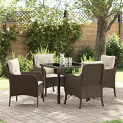 Set da Pranzo per Giardino con cuscino 5 pcs Marrone polyrattan 3380156