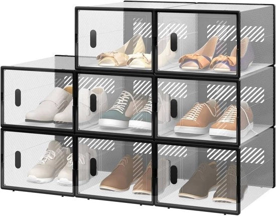 Cassetti per scarpe - Scatole per scarpe stivabili - 8 pezzi - Nero