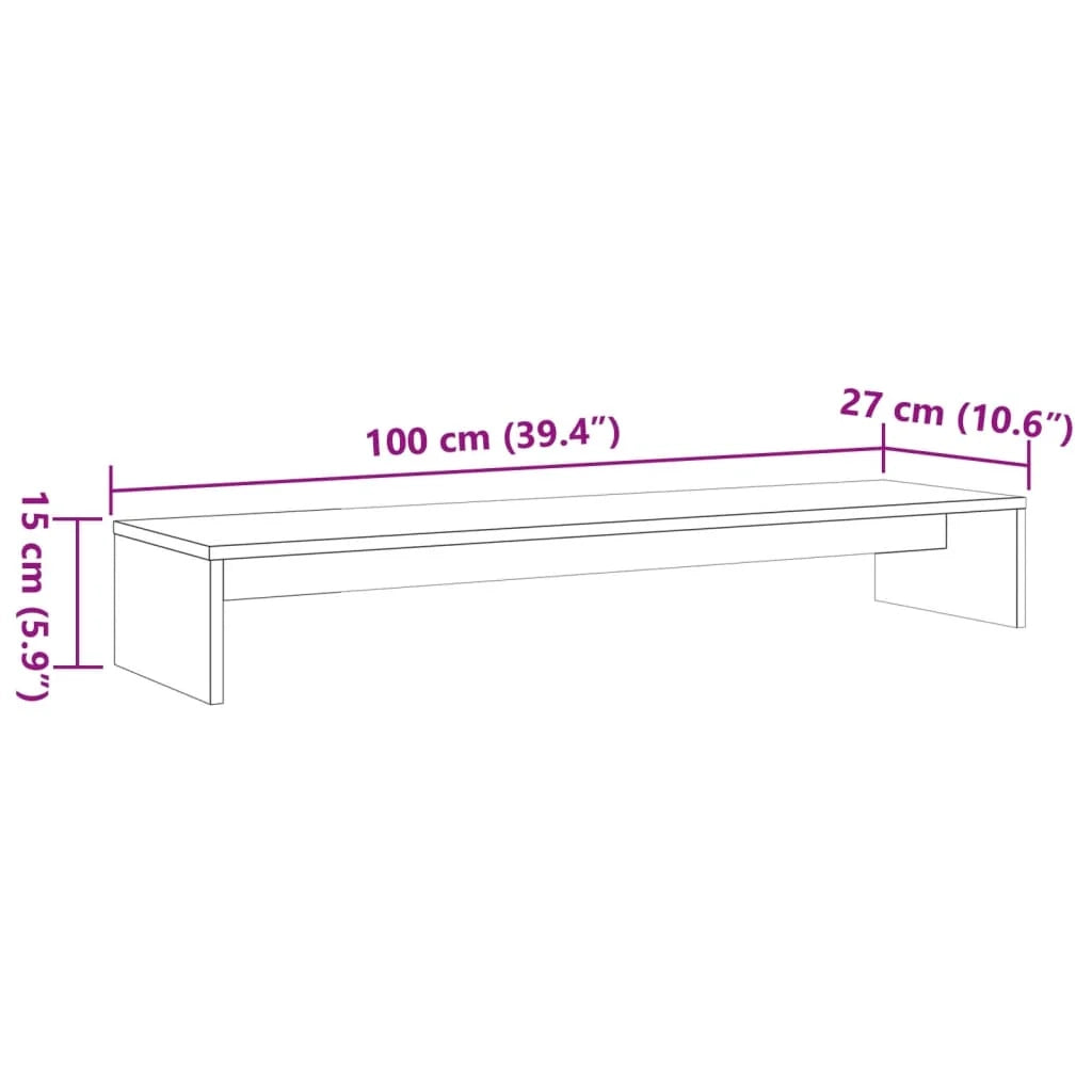 Supporto per monitor color miele 100 x 27 x 15 cm legno massello di pino marrone 02_0029222