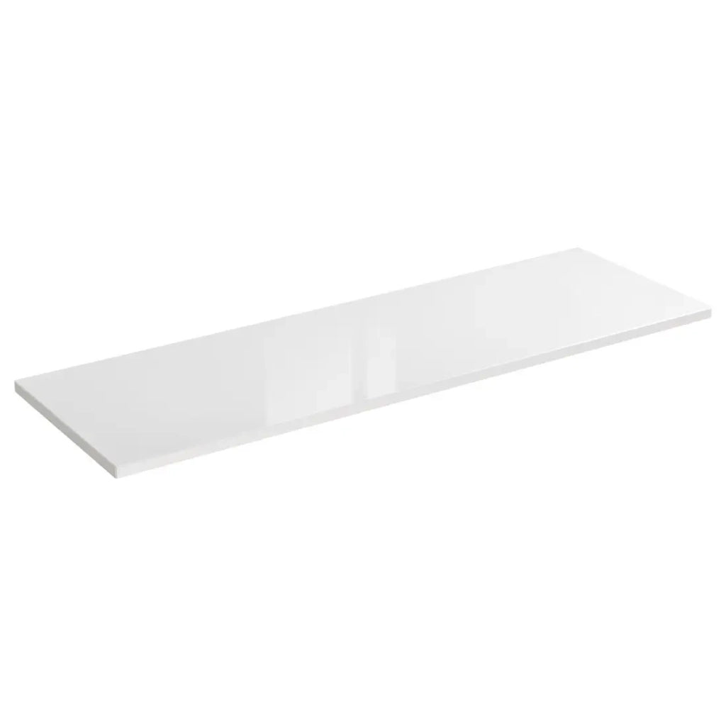 Piano lavabo NALYA 141 cm - Bianco lucido e rovere chiaro - Piano per doppio mobile lavabo