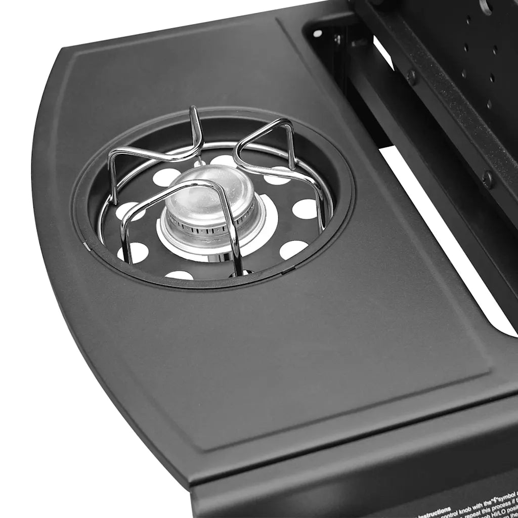 Barbecue e Griglia a Gas 6+1 Fornelli Nero e Argento 41907