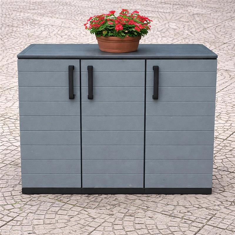 ARMADIO BASSO IN POLIPROPILENE CON 3 ANTE E RIPIANO 102 X 37 X H84 CM