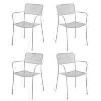 Set 4 sedie da Giardino con Braccioli 57x45/58x81,5h cm in Metallo Aura Grigio