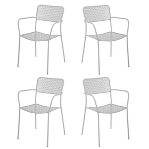Set 4 sedie da Giardino con Braccioli 57x45/58x81,5h cm in Metallo Aura Grigio
