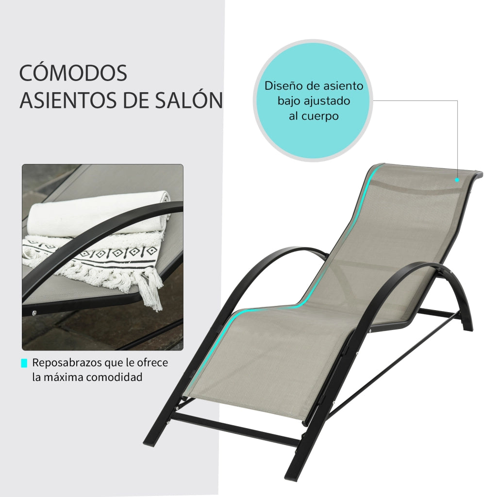 Set Tumbonas con Tavolino in Vetro ¨C Zephmum ¨C Grigio