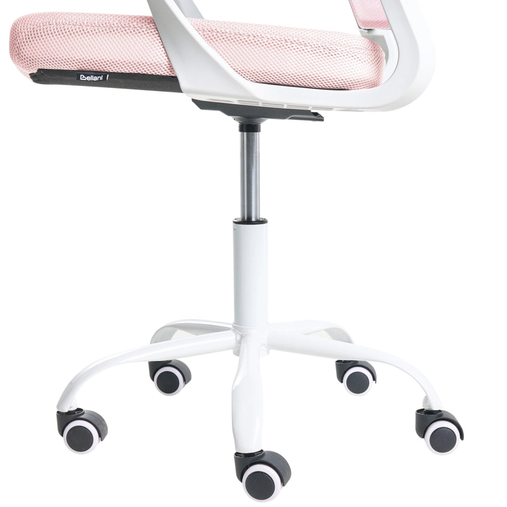 Sedia da ufficio in tessuto a rete rosa pastello imbottitura regolabile in altezza girevole da scrivania per computer per ufficio domestico