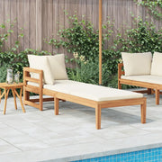 Lettino Prendisole con Bracciolo Bianco Crema Acacia Massello 316313