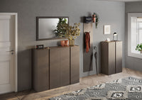 Mobile Multiuso 2 Ante con 5 Ripiani 70x35x111 cm Frame Bronzo e Mercure