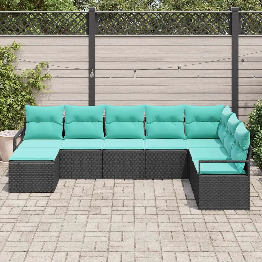 Set di divani con cuscino 8 pcs Nero polyrattan 3346506