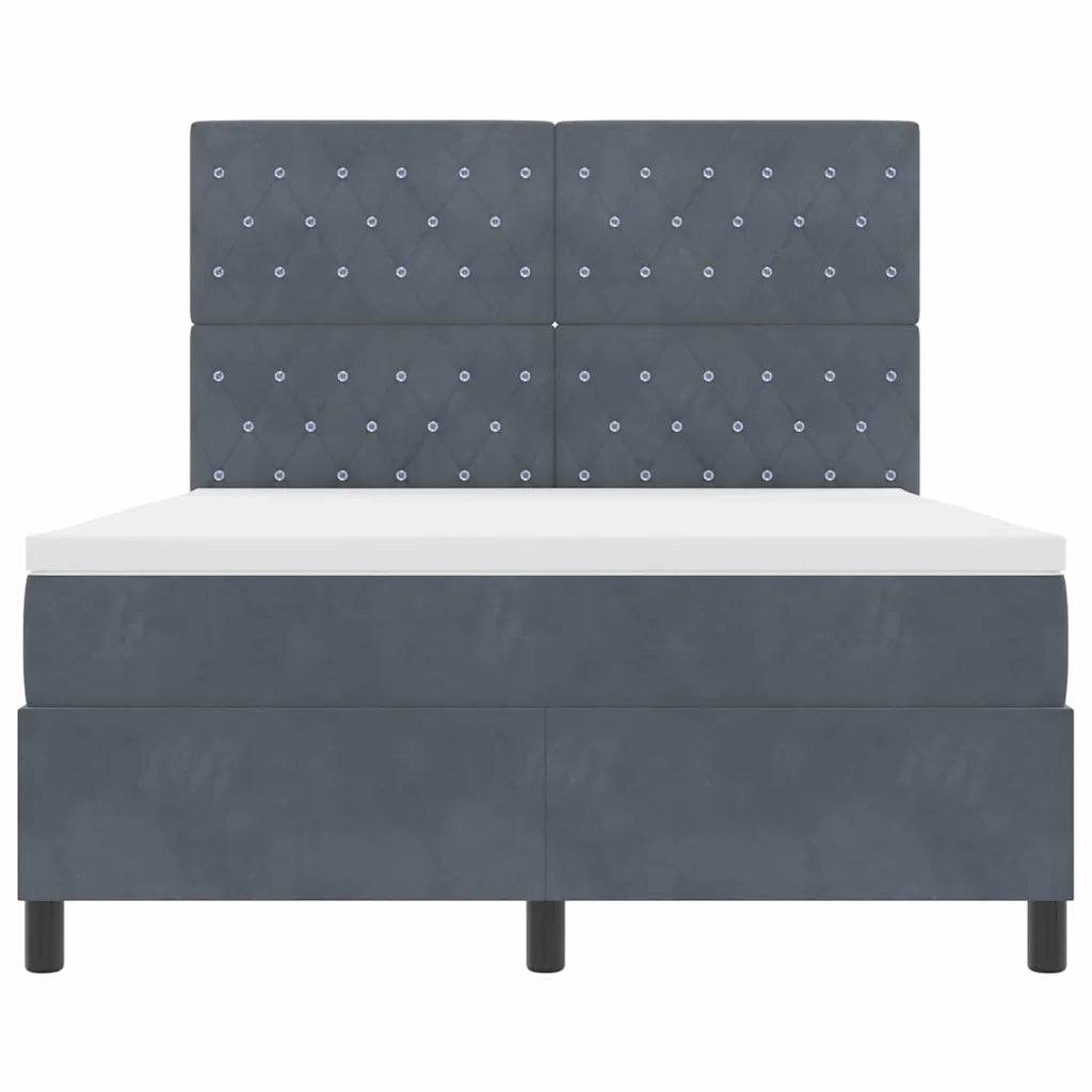 Letto a molle con materasso Grigio scuro 140 x 200 cm Velluto 3339771