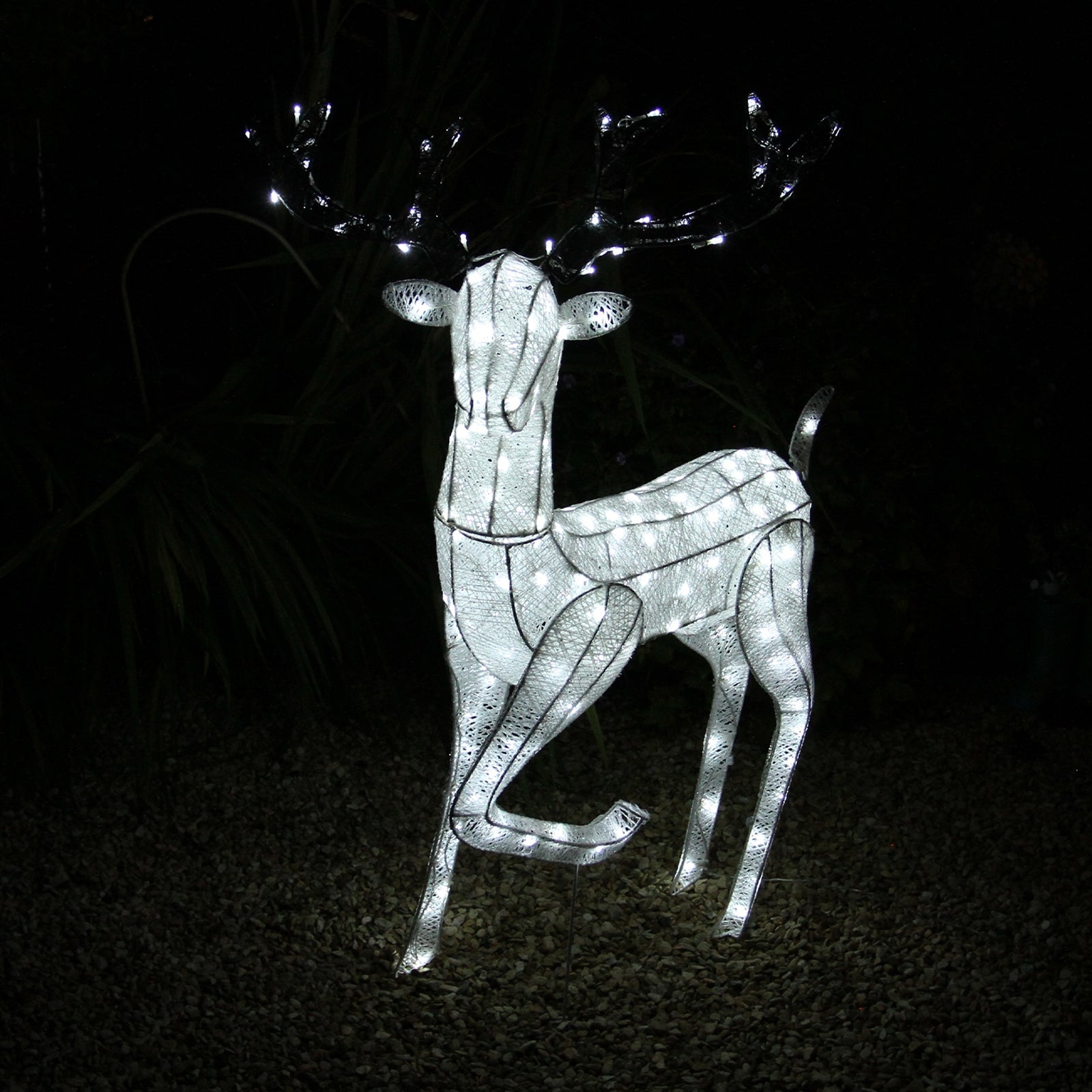 Renna di Natale Luminosa Decorazione da Esterno per la Casa Luci LED Bianco Ghiaccio Figura Luminosa Luci di Natale - Maschio - Bianco