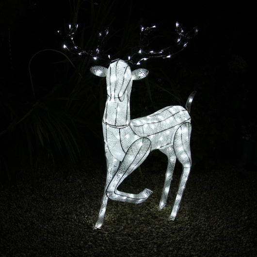 Renna di Natale Luminosa Decorazione da Esterno per la Casa Luci LED Bianco Ghiaccio Figura Luminosa Luci di Natale - Maschio - Bianco