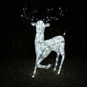 Renna di Natale Luminosa Decorazione da Esterno per la Casa Luci LED Bianco Ghiaccio Figura Luminosa Luci di Natale - Maschio - Bianco
