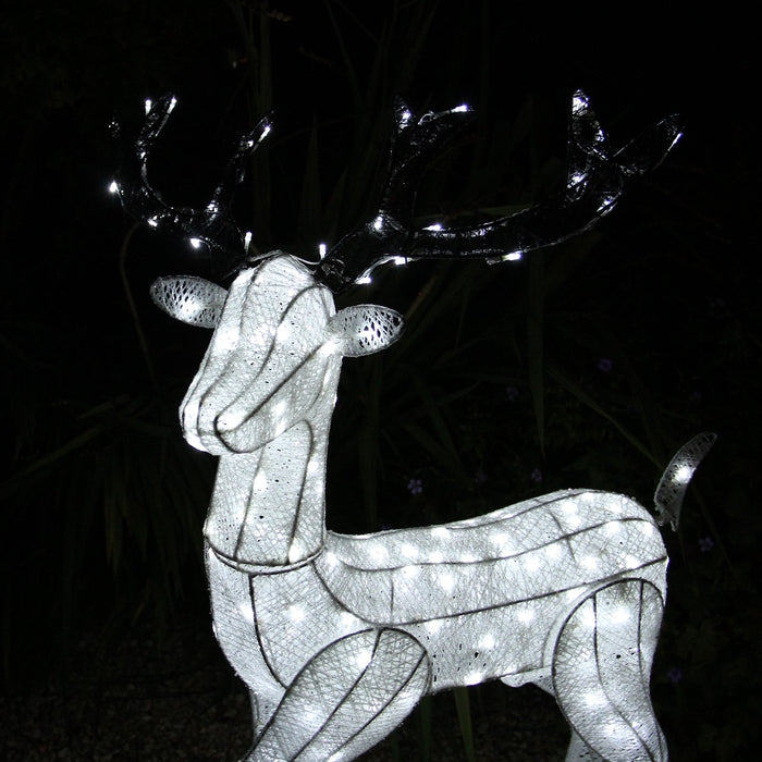 Renna di Natale Luminosa Decorazione da Esterno per la Casa Luci LED Bianco Ghiaccio Figura Luminosa Luci di Natale - Maschio - Bianco