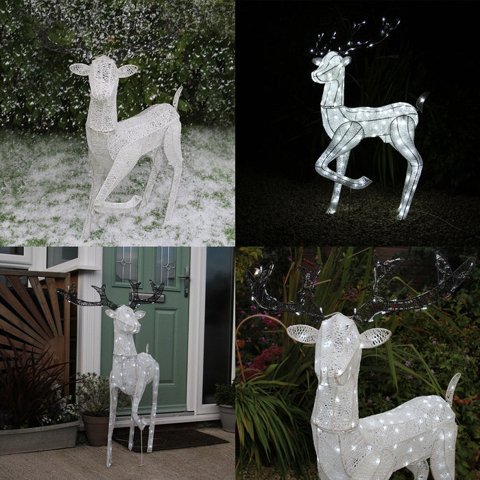Renna di Natale Luminosa Decorazione da Esterno per la Casa Luci LED Bianco Ghiaccio Figura Luminosa Luci di Natale - Maschio - Bianco