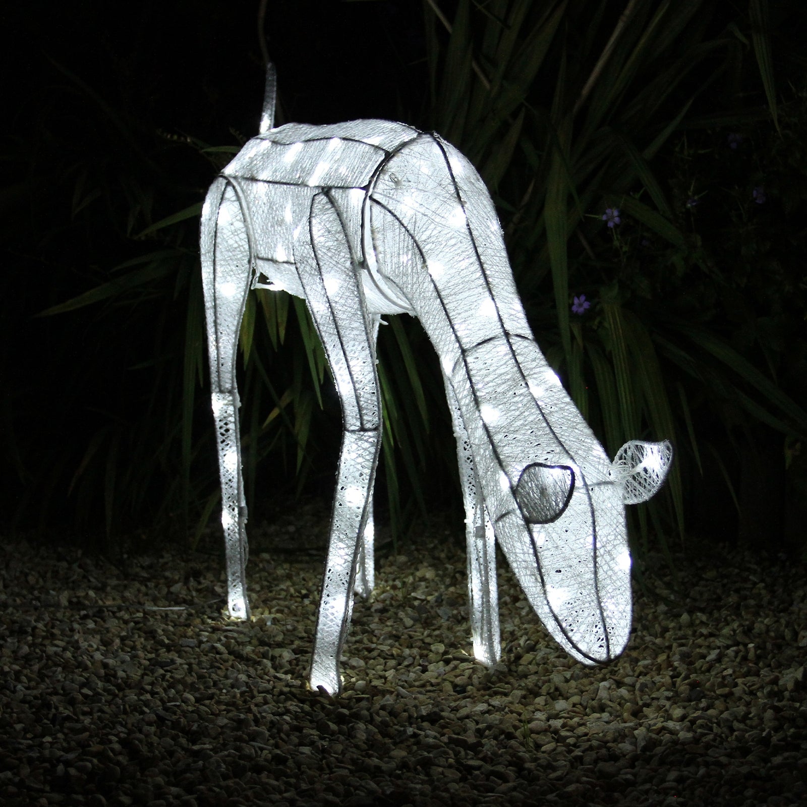 Renna di Natale Luminosa Decorazione da Esterno per la Casa Luci LED Bianco Ghiaccio Figura Luminosa Luci di Natale - Femmina - Bianco