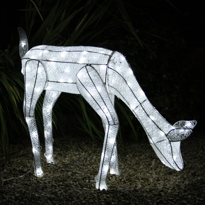 Renna di Natale Luminosa Decorazione da Esterno per la Casa Luci LED Bianco Ghiaccio Figura Luminosa Luci di Natale - Femmina - Bianco