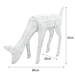 Renne di Natale Luminose Decorazione da Esterno per la Casa Luci LED Bianco Ghiaccio Figure Luminosa Luci di Natale - Maschio & Femmina - Bianco