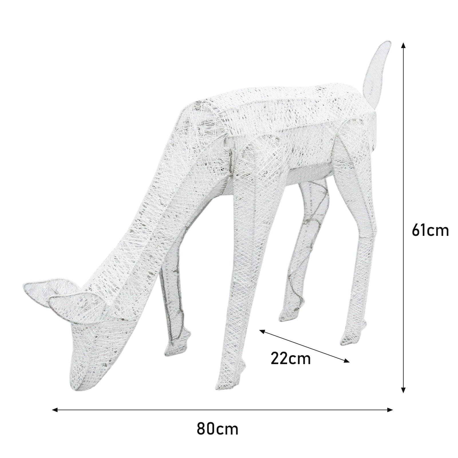 Renna di Natale Luminosa Decorazione da Esterno per la Casa Luci LED Bianco Ghiaccio Figura Luminosa Luci di Natale - Femmina - Bianco