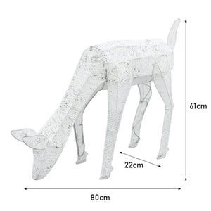 Renna di Natale Luminosa Decorazione da Esterno per la Casa Luci LED Bianco Ghiaccio Figura Luminosa Luci di Natale - Femmina - Bianco