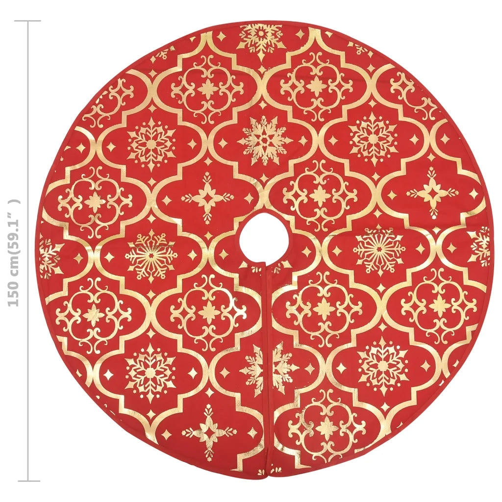 Gonna per albero di Natale di lusso con calza rossa 150 cm in tessuto CFW7391327
