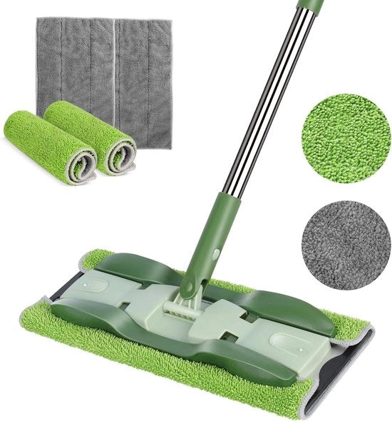 Asciugamano per pavimento in acciaio da 150 cm con 4 pannelli di asciugatura riciclabili - Asciugamano per pavimenti in piastrelle e legno di radica.
