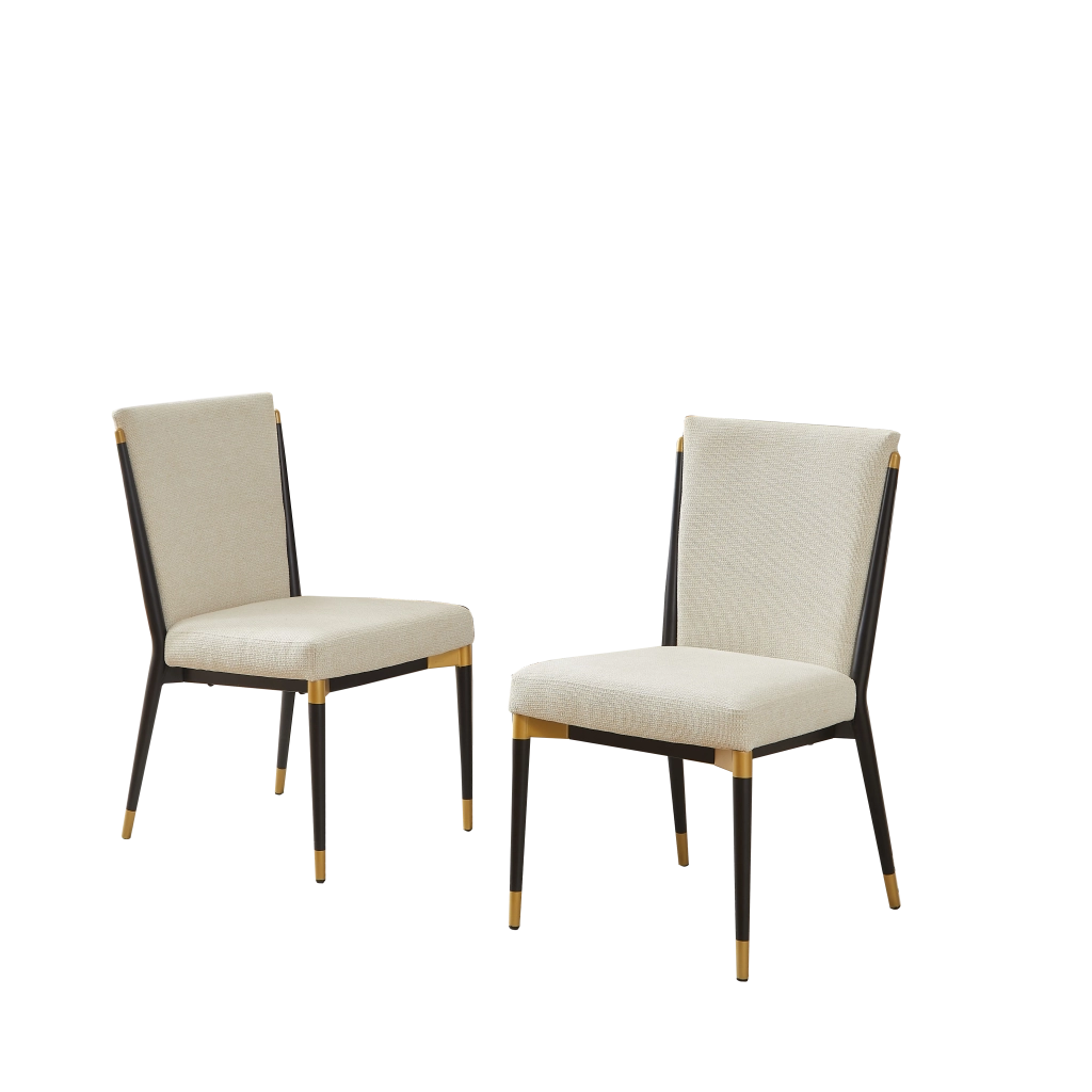 Set di 2 sedie da pranzo minimaliste con gambe regolabili in tessuto beige