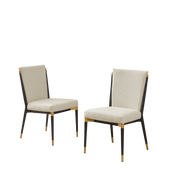 Set di 2 sedie da pranzo minimaliste con gambe regolabili in tessuto beige