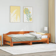 Divano con Letto Estraibile Marrone Cera 90x200cm Massello Pino