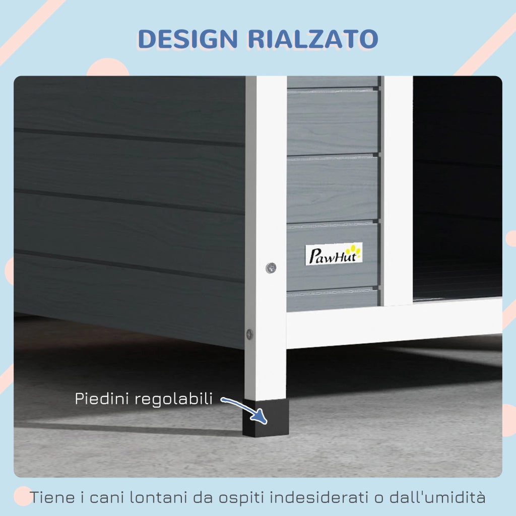Casetta per Cani in Legno da Esterno con Pavimento Rimovibile ¨C zephmum ¨C Grigio 84x99x87cm