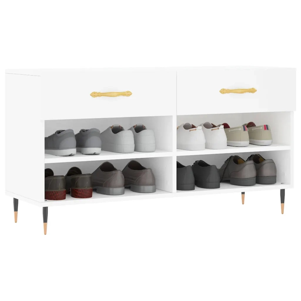 Panca Porta Scarpe-Sgabello-Panca Scarpiera Bianca 102x35x55 cm in Legno Multistrato 651777