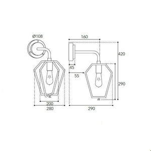 APPLIQUE DA PARETE DOWN IN OTTONE ANTICATO 1XE27 GEMSTONE MORETTI