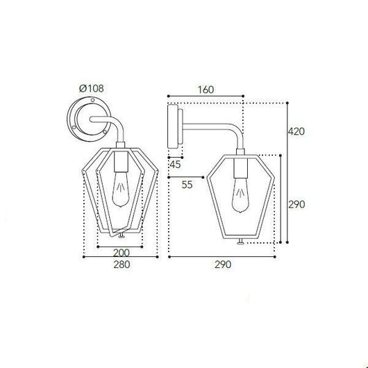 APPLIQUE DA PARETE DOWN IN OTTONE ANTICATO 1XE27 GEMSTONE MORETTI
