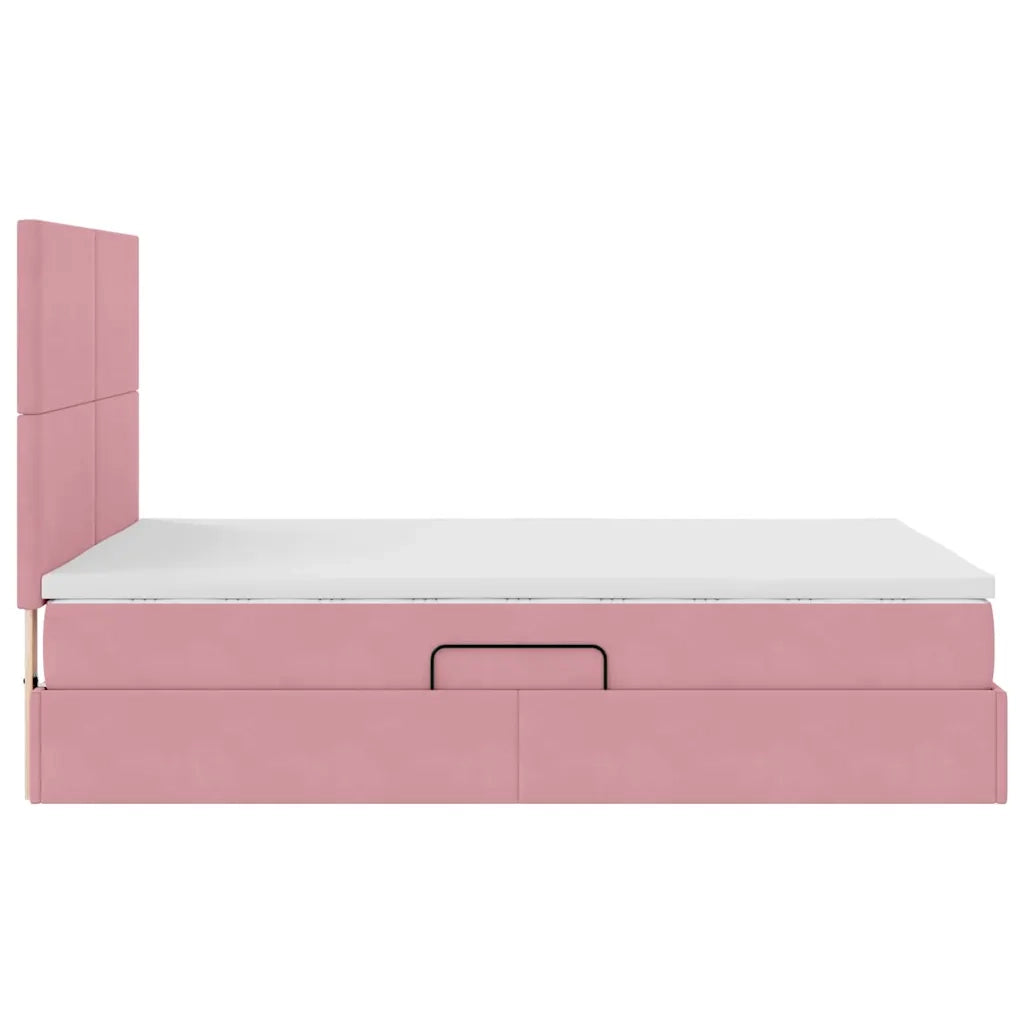 Letto con contenitore e materasso Rosa 140 x 190 cm Velluto 3371972