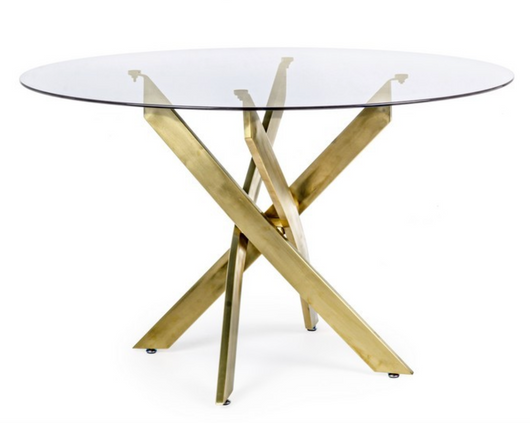 Tavolo Piano in Vetro COLORE: ORO, FORMA: TONDO