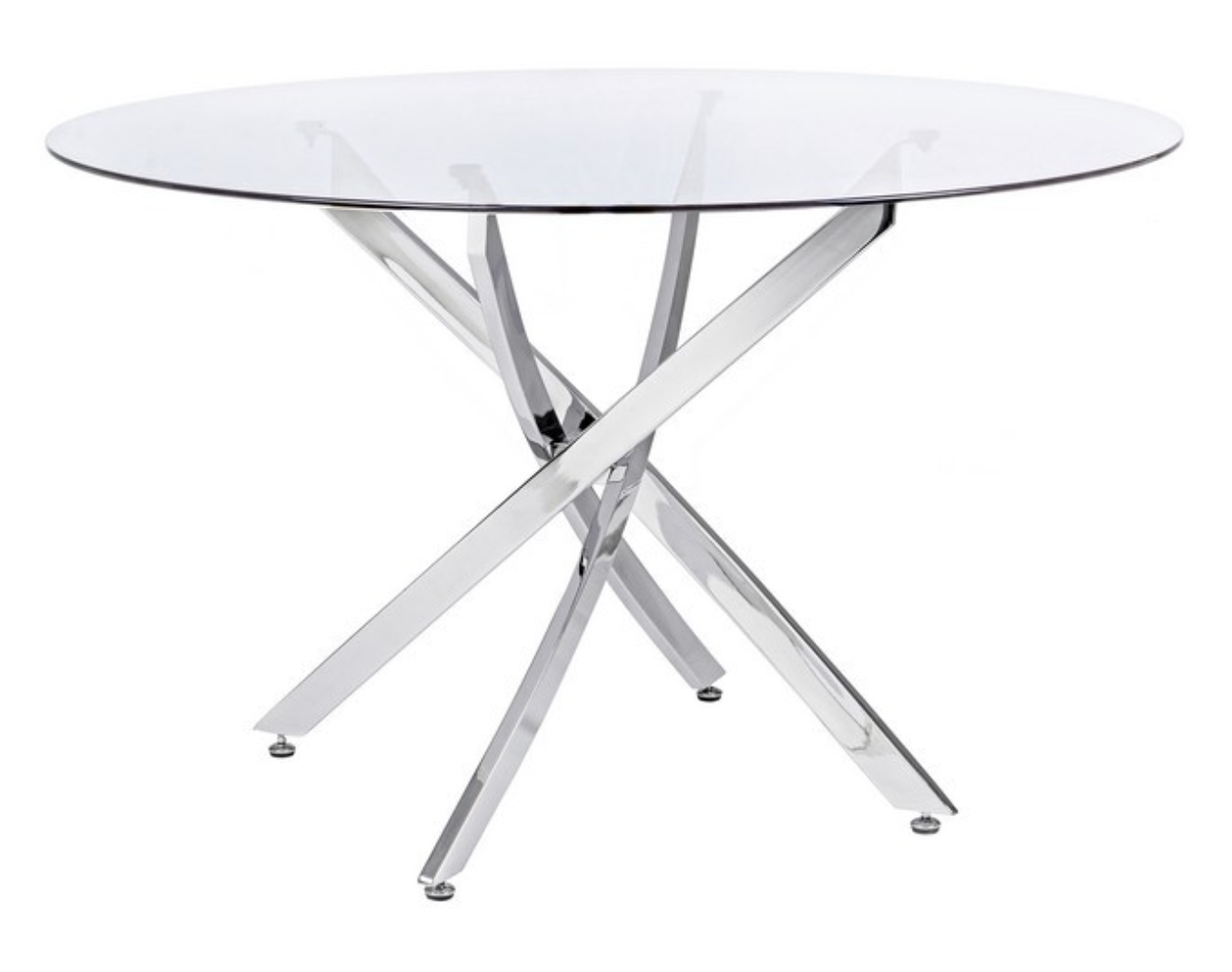 Tavolo Piano in Vetro COLORE: CROMATO, FORMA: TONDO