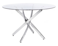 Tavolo Piano in Vetro COLORE: CROMATO, FORMA: TONDO