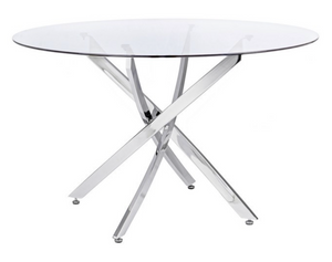 Tavolo Piano in Vetro COLORE: CROMATO, FORMA: TONDO