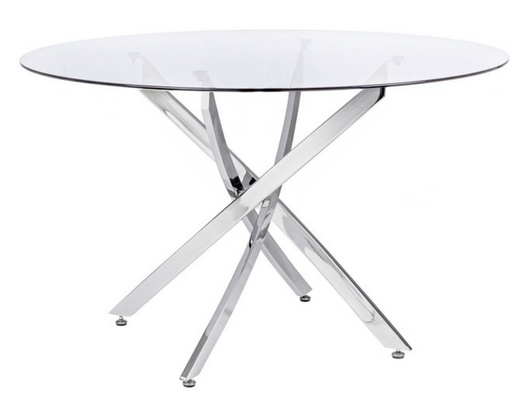 Tavolo Piano in Vetro COLORE: CROMATO, FORMA: TONDO
