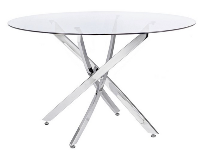 Tavolo Piano in Vetro COLORE: CROMATO, FORMA: TONDO