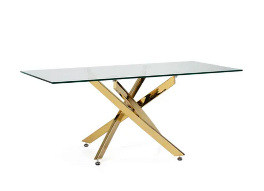 Tavolo Piano in Vetro FORMA: RETTANGOLARE, COLORE: ORO