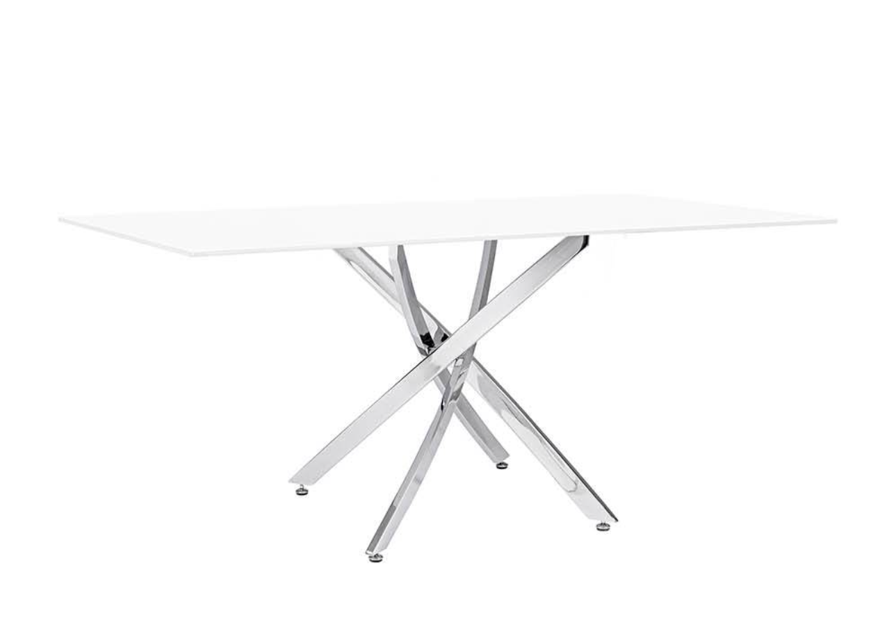 Tavolo Piano in Vetro COLORE: CROMATO, FORMA: RETTANGOLARE