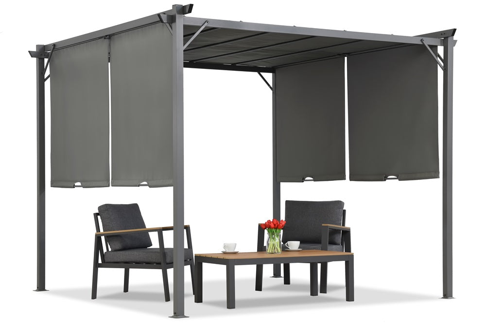 Pergola Grigia con Tende Laterali 290x290 cm